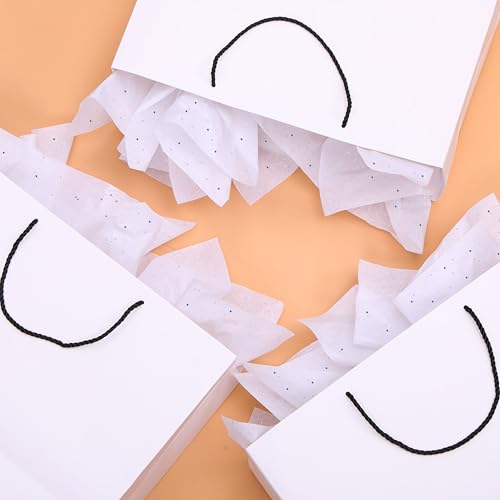 SUNCOLOR 36 Sheets Glitter White Tissue Paper, 20 x 20 Inch Sparkly Wrapping Paper for Gifts, Crafts, Weddings, Baby Showers, Packaging - color: White