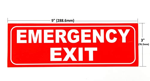 eSplanade Emergency Exit Sign Sticker Decal - Easy to Mount Weather Resistant Long Lasting Ink Size (9" x 3")