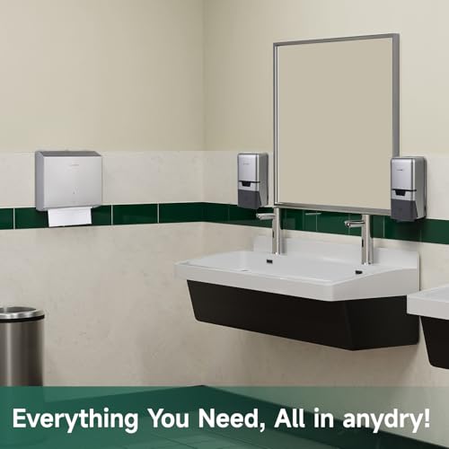 anydry Manual Liquid Soap Dispenser Wall Mount 27oz Large Capacity Silver - color: Silver