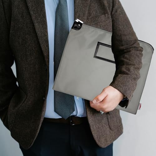 Locking Document Bag, Gray, 15 x 19 - color: Gray