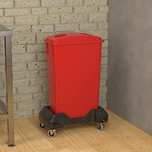 23 Gallon Red Slim Jim Trash Can with Bottle Lid and Dolly - color: Red, size: With Wheels, style: Bottle Slot Lid