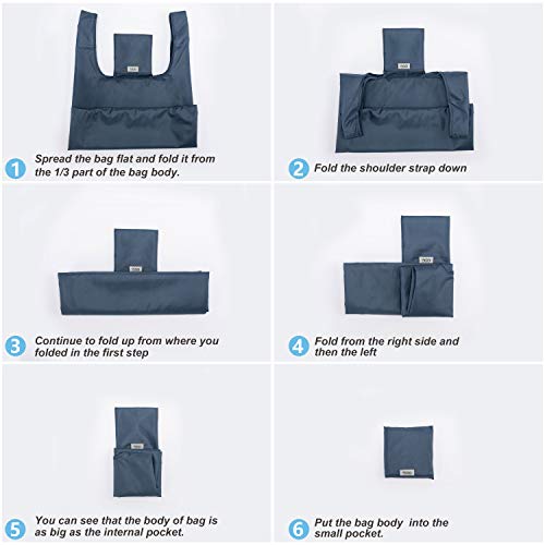 Large Reusable Bags Shopping Washable Foldable 6 Pack Grocery Bags Heavy Duty Lightweight Folding Gift Tote Bags Durable Polyester Black - color: Black