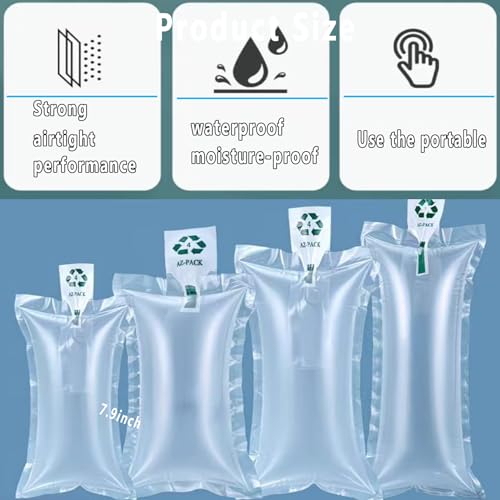 100 Count Inflatable Air Pillows for Shipping, Self-Sealing Packaging Air Bags, PE/PA Box Filler & Void Fill for Moving, Eco-Friendly Alternative to Packing Peanuts with Manual Pump (7.9x11.8 inch) - size: 7.9x11.8 inch