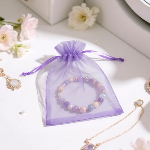 joycraft Organza Bags 4x6 inch - Light Purple Drawstring Gift Packaging Pouch with Breathable Mesh for Wedding Favors, Jewelry Display, Candy Bags | Reusable Craft Supplies, Small Business - color: Light Purple