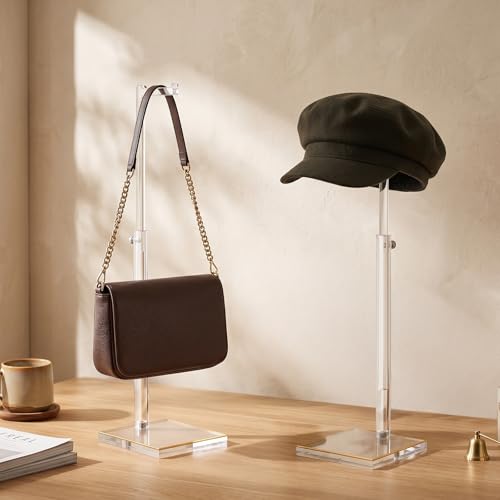 2-Pack Acrylic Purse Display Stands, 14"-24" Adjustable Handbag Holder - size: 2 Pack