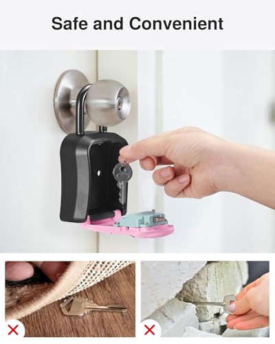 Puroma Key Lock Box Outdoor 4 Digit Code Combination Lockbox House, 1 Pink - color: Pink