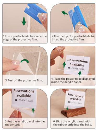 6 Pack Mini Acrylic Sign Holder with Wood Base 2.36x1.97 Inch - size: 2.36*1.97