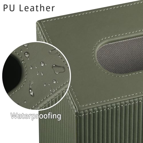 PU Leather Tissue Box Cover for Kleenex Hand Towels, Versatile Design for Countertops and Towel Racks - color: Green