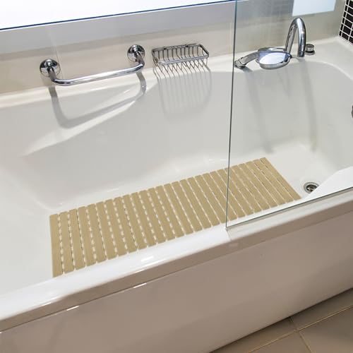 BEMISO Shower Mat Non Slip Bathtub Mat 37.4 x 15.7 Inch Bath Mat for Tub - color: Brown, size: 37.4 x 15.7 inches