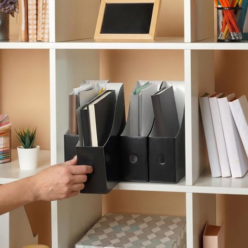 Simple Houseware 6-Pack Magazine File Holder Box, Foldable Cardboard Organizer, Black - color: Black, size: 6 Pack