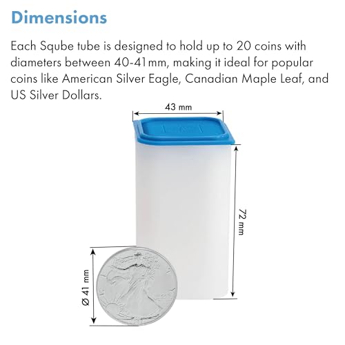 LIGHTHOUSE - Square Coin Tubes for 20 Coins - Perfect for Silver Eagles and US Silver Dollars - Intercept Corrosion Protection (40-41mm) - Pack of 6 - style: 40-41 mm