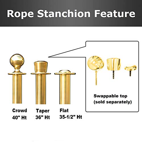 Gold Crown Top Decorative Rope Safety Queue Stanchion Barrier in 3 pcs Set, VIP Crowd Control (72" Green Braided) - color: 72" Green Braided