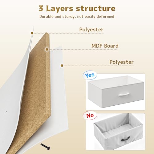 Homkdom White Dresser for Bedroom with 9 Fabric Drawers & Display Top Shelf - color: White