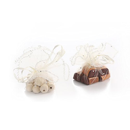 100Pcs Beige Organza Tulle Circles with Drawstring, 9.8 Inch Round Organza Bags Jewelry Candy Pouch Christmas Wedding Party Favor Gift Bags - color: Beige