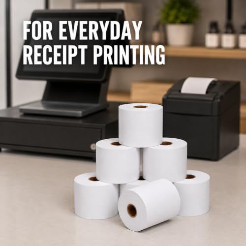 Thermal Paper Rolls, 2 1/4" x 50', 50 Rolls/Case, White Receipt Paper for POS & Credit Card Terminals - size: 2 1/4" x 50'