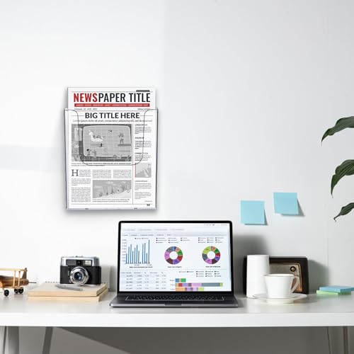 3 Pack Acrylic Brochure Holder, 8.5 x 11 Inch Brochure Holder Wall Mount, Clear Literature Organizer Pamphlet Flyer Display Plastic Magazine Holders for Wall