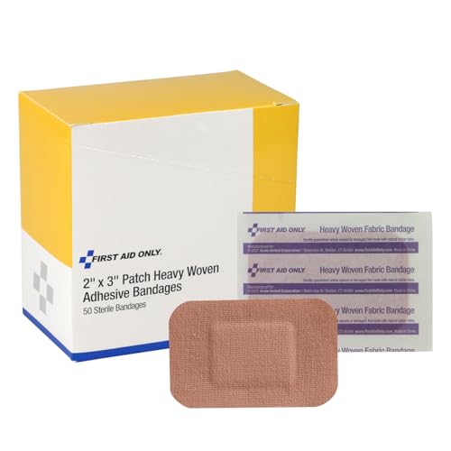 First Aid Only 1-750 Heavy Woven Fabric Adhesive Bandages, 2" x 3" Extra Large, 50 Count - size: 50 Count (Pack of 1)