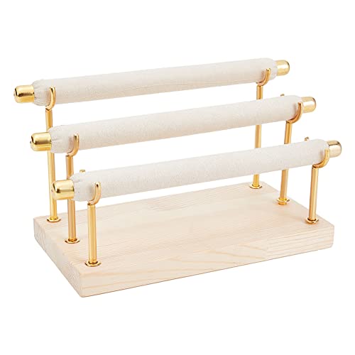 NBEADS 3-Tier Ring Display Stands, Wood Detachable Ring Organizer, Wooden Ring Holder with Golden End Jewelry Storage Organizer Tower Ring Display Jewelry Shelf (RDIS-WH0009-009-US6) - color: 3-Tier Wooden L.w.thi: 8.27x3.94x4.33"