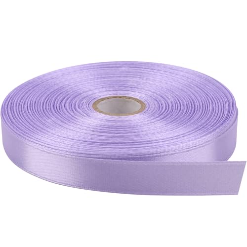 1/2 Inch x 50 Yards Polyester Ribbon - Lilac | Single-Faced Craft Ribbon for Bows, Gift Packaging, Scrapbooking - color: Lilac, size: 1/2 Inch
