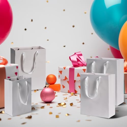 Aosric White Gift Bags with Tissue Paper, 30 Pack, 8x5x10 Inch - color: White