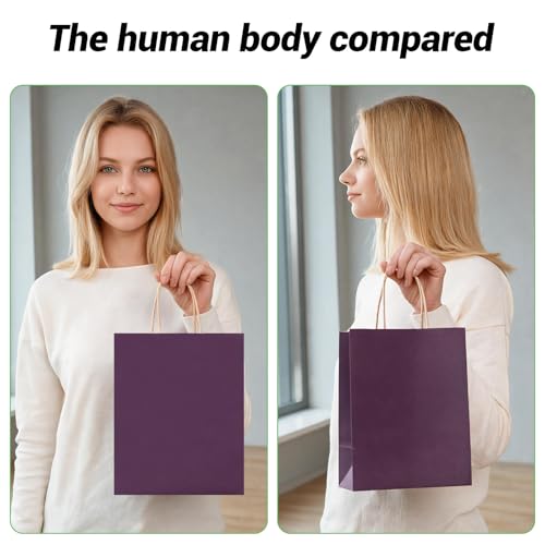 bagmad 50 Pack 8x4.75x10 Inch Plain Medium Paper Bags with Handles Bulk, Kraft Craft Gift Bags, Grocery Shopping Retail Bags, Birthday Party Favors Wedding Sacks (Purple) - color: Purple