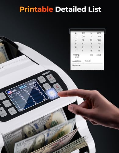 MUNBYN IMC22 Money Counter Machine Mixed Denomination 2Y Manufacturer White - color: White