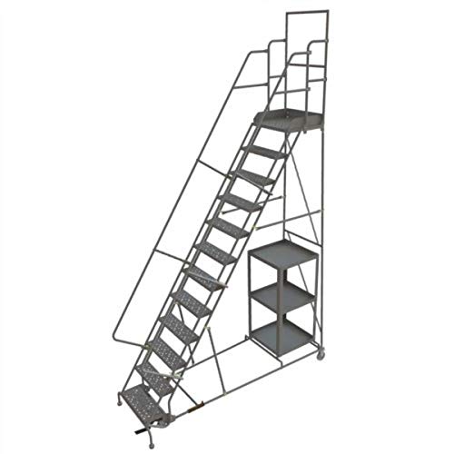 Tri-Arc KDSP112242 12-Step Steel Rolling Industrial & Warehouse Ladder - size: 12-Step, style: Grip Strut Tread