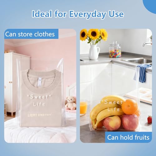 100 Clear Plastic Bags With Handles - color: Sweet Life, size: 12.6"x14.2"