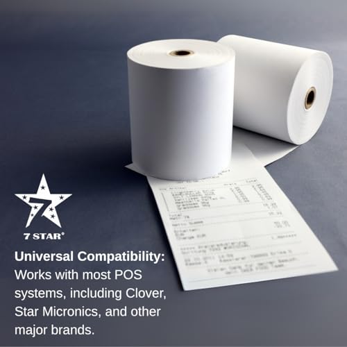 3 1/8 x 230 Thermal Paper Receipt Rolls for Square POS Register - BPA Free, Fits Square Register & Square Stand with Star Micronics TSP100 Printer, No Ink Required, End-of-Roll Indicator (30 Rolls).