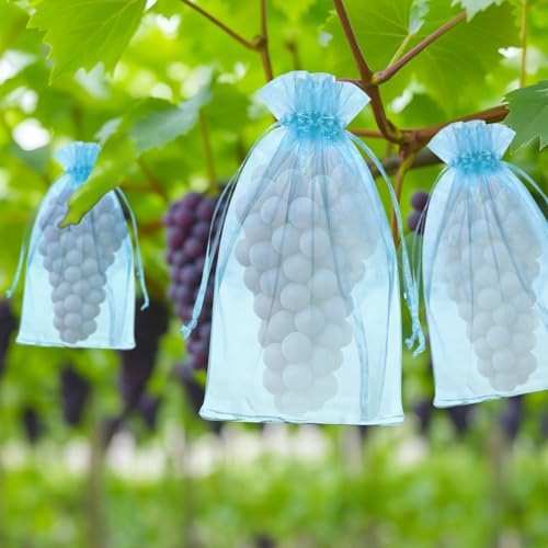 G2PLUS 25PCS Baby Blue Organza Bags, 5x7 in Sheer Mesh Jewelry Pouches - color: Baby Blue