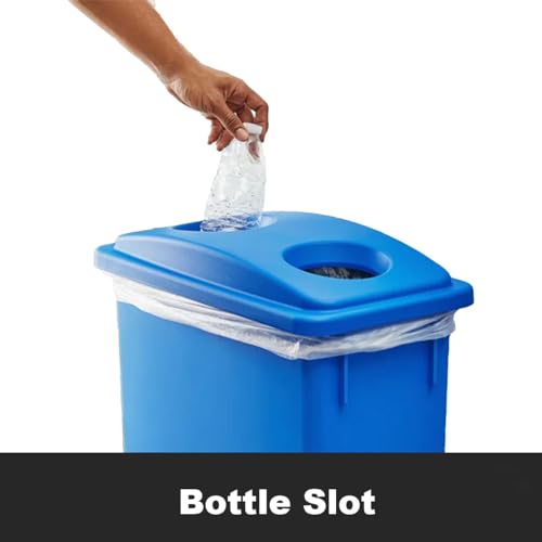 2-Stream (46 Gallon) Slim Rectangular Mobile Recycle Station with Lid (Drop Shot, Bottle), Mixed Recycling Station Kit, Commercial Trash Cans with Dolly, Garbage Cans with Wheels - size: 46 Gallon (2-Stream) Drop Shot/ Bottle, style: Mobile