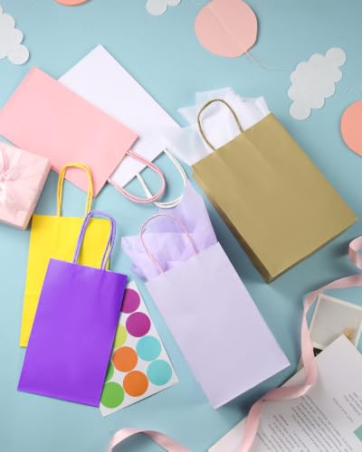 AZOWA Gift Bags Mini Kraft Paper Bags with Handles(Purple, 4 x 6 x 2.4, 25 Pcs) - color: Purple, size: X-Small (Pack of 25)