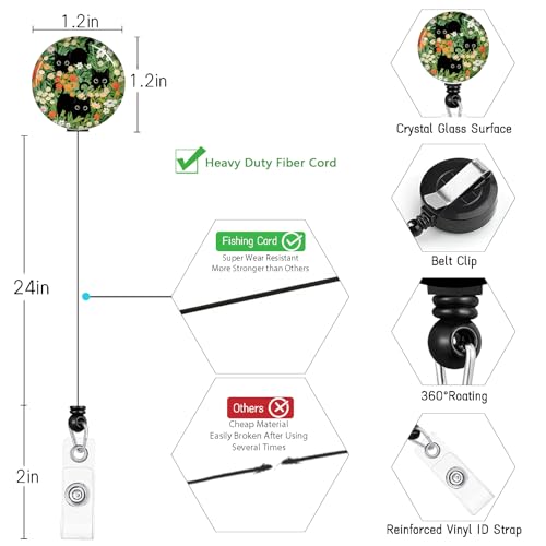 Lanyard, Id Badge Holder,Teacher Card Retractable Reel, Cats - color: Garden Cats