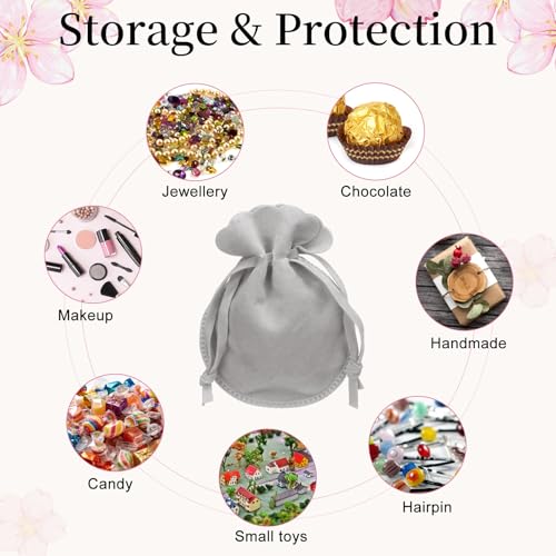 uxcell 20pcs Small Velvet Drawstring Pouches, 2.8"x3.5" Jewelry Bags, Gray - color: Gray, size: 2.8" x 3.5"
