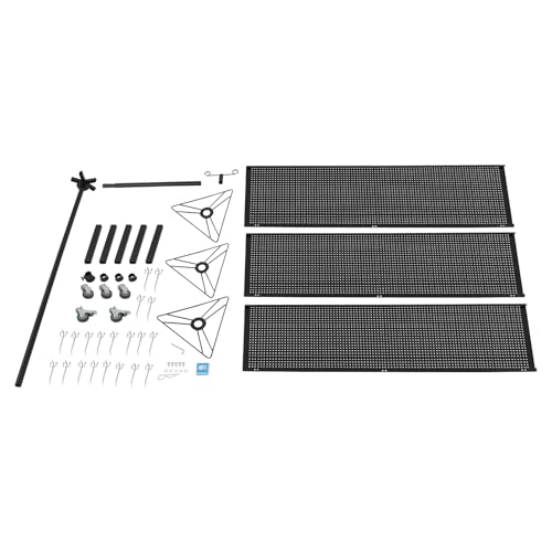 Triangular Metal Pegboard Panels Display with 20 Hooks, Black Pegboard Display Stand with Wheels, Jewelry Display Rack, Art Display Stand for Retail Shops, Boutiques