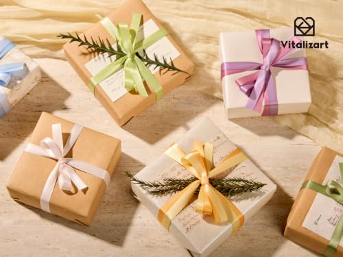 Vitalizart Pastel Ribbons for Crafts 3/8" x 100Yds Double-Faced Satin Thin - color: Pastel 10 colours
