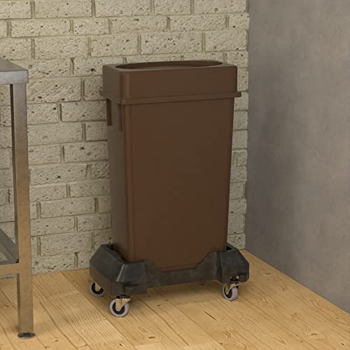 23 Gallon Brown Slim Jim Trash Can with Drop Shot Lid and Dolly - color: Brown, size: With Wheels, style: Drop Shot Lid