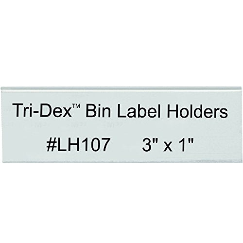 BOX USA BLH107 Tri-Dex Bin Label Holders, 3" x 1", Clear (Pack of 25)