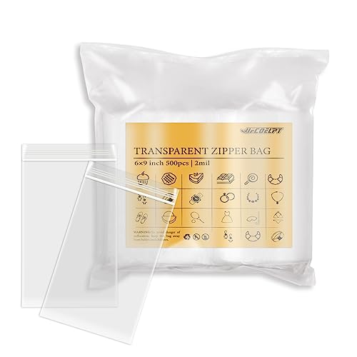 6x9 Clear Resealable Zip Bags, 500 Count, 2 Mil - size: 6×9inch / 500pcs
