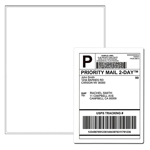 100 Full Sheets Sticker Paper for Laser & Ink Jet Printers, 8.5" x 11" Full Sheet Address Shipping Label, 100 Sheets 100 Labels - size: 8.5" x 11"(1-up), style: 100 Sheets