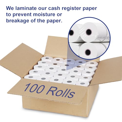 (100 Rolls)2 1/4 x 50 Thermal Paper Rolls 48GSM BPA FREE Receipt Rolls Thermal Teceipt Paper 2.25 x 50ft Thermal Printer Paper Compatible with Printers, POS Cash Register,Credit Card - size: 2 1/4 in x 50 ft 100 rolls
