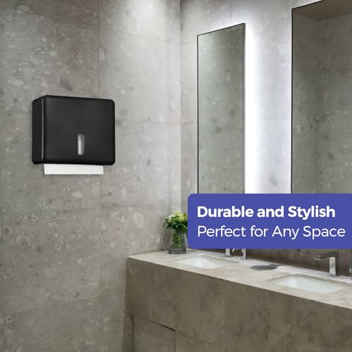 Stardrix Multifold Paper Towel Dispenser Wall Mount (Black) – Large Capacity C-Fold, Trifold, and Folded Commercial Hand Towels Holder for Bathroom & Restroom – Adhesive or Screw Mounted - color: Black