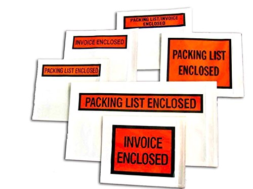 Packing List Enclosed Pouches (7.5" x 5.5") – Clear Adhesive Envelope Bag with Printing for Invoice Packing Slip – Label Protectors, Mailing & Shipping Supplies (1,000)