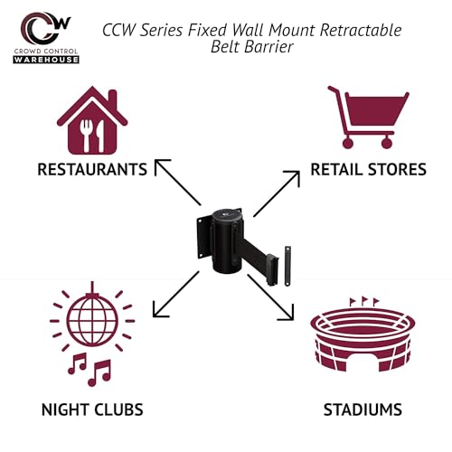 Crowd Control Warehouse WMB-120 Wall Mount Retractable Belt Barrier, 11 Ft