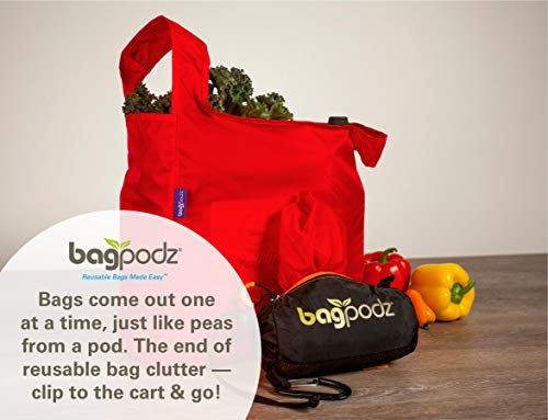 Reusable Grocery Bags, Foldable Shopping Bags in Pod, 10 Pack - color: Red - 10 Bags