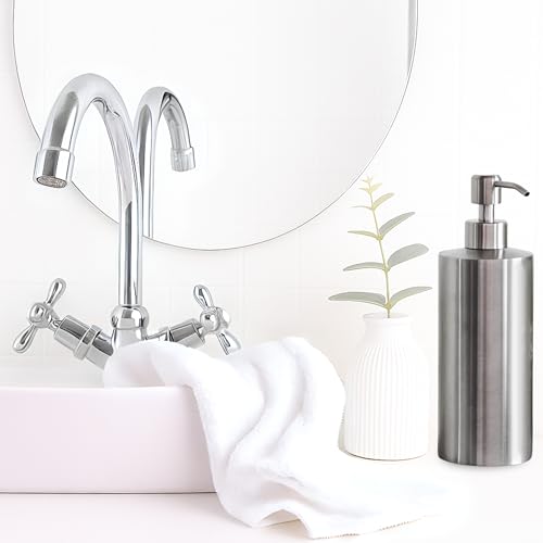 Silver Round Stainless Steel Soap Dispenser, 15 oz - color: Silver