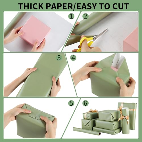 woric Sage Green Wrapping Paper Roll - Mini Roll - Wedding Gift Wrap - color: Sage Green