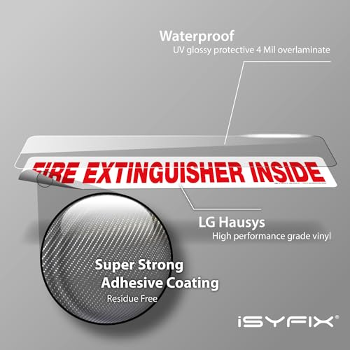 iSYFIX Fire Extinguisher Inside Signs for Vehicles, 12x2.5 Inch, 5 Pack - color: White, size: 12x2.5 (5 Pack)