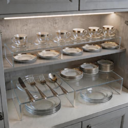 Large Acrylic Risers 12 and 13 Inch 5mm Clear Shelves Set of 2 - size: 12,13 inch