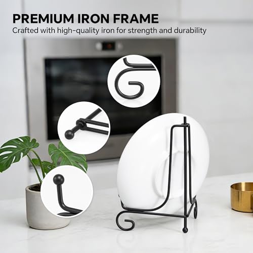 Artliving Plate Stands for Display, 7 Inch Black Iron Easel Plate Display Photo Holder Stand, Displays Picture Frames, Decorative Plates, Tablets and Art (2 pack) - size: 7 inch(2 Pack)